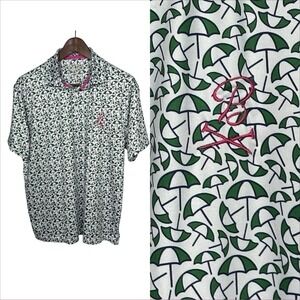 Barstool Sports Mens Performance Tech Golf Polo S AOP Umbrella Print‎ Beach